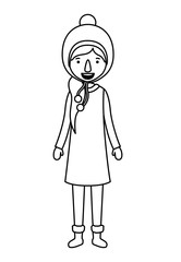 young woman with winter clothes and hat