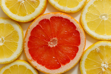 Fototapeta premium cut lemon and grapefruit