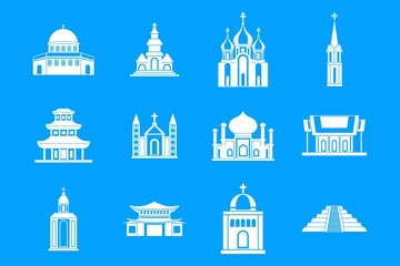 Fototapeta premium Temple icon blue set vector