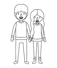 couple with winter clothes characters