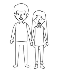 couple with winter clothes characters