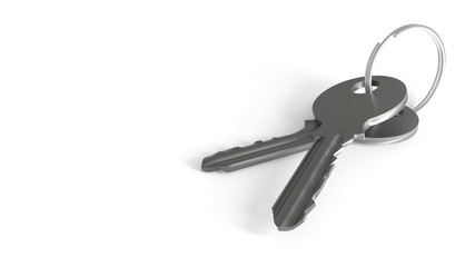 Key object on a white background, 3d rendering