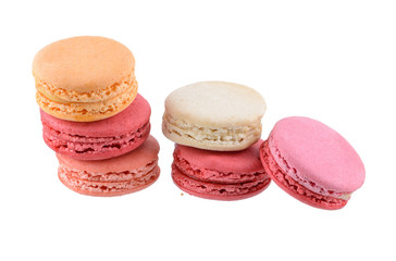 Sweet and colourful french macaroons or macaron, Dessert isolated on white background