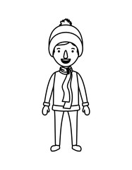 little boy with winter clothes character
