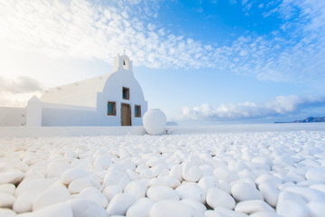 White architecture on Santorini island, Greece.