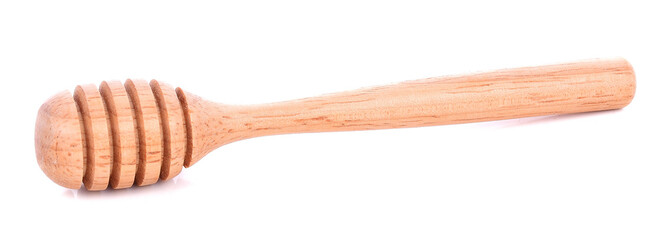 wooden honey stick isolated on white background