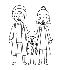 parents and son with winter clothes