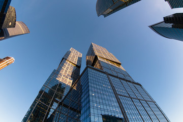 Low angle view of modern skyscrapers