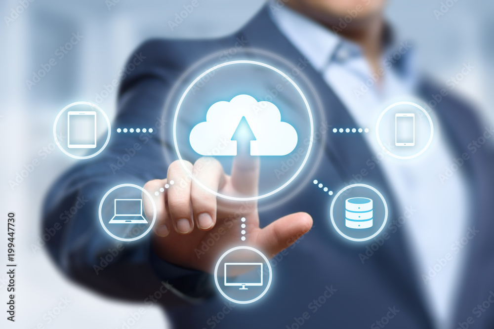 Wall mural cloud computing technology internet storage network concept