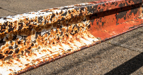 Rusty barrier close-up
