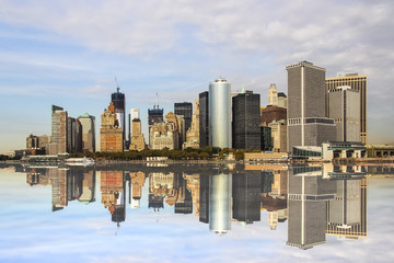 Beautiful Manhattan Cityscape with Reflection in Water