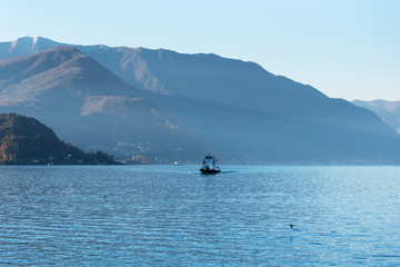 Morning on Como lake, Lombardy, Italy.