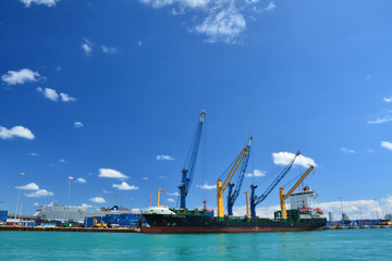 Cargo ship loaded in Port of Miami