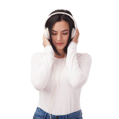 Young beautiful woman enjoying with listening the music