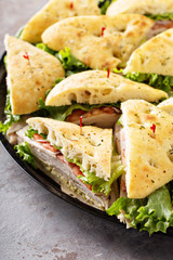 Tray of turkey sandwiches