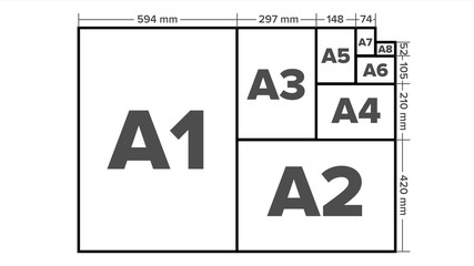 Paper Sizes Vector. A1, A2, A3, A4, A5, A6, A7, A8 Paper Sheet Formats. Isolated Illustration