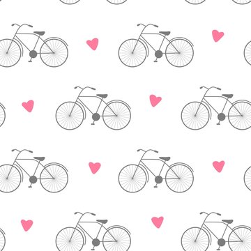 Seamless vector background with bicycle, illustration for fabric, scrapbooking paper and other