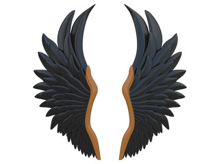 Fototapeta na wymiar black angel wings isolated on a white background 3d rendering