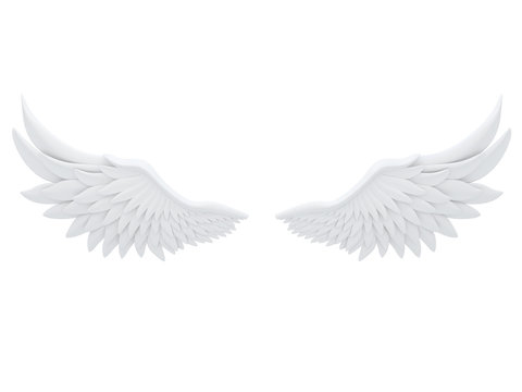 white angel wings isolated on a white background 3d rendering
