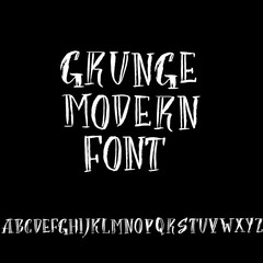 Obraz premium Handdrawn dry brush font. Modern brush lettering. Grunge style alphabet. Vector illustration.