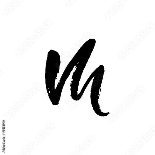 Letter M Handwritten By Dry Brush Rough Strokes Textured Font
