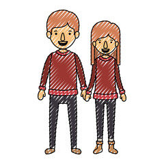 couple with winter clothes characters