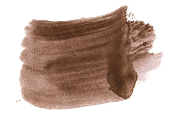 watercolor brown spot element for design with transparent overflow of light. uneven abstract design on white background isolated.