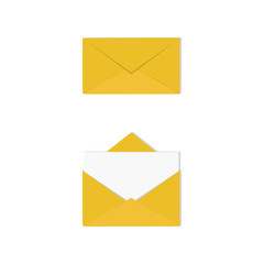 A set of open and closed envelopes with letter. Correspondence, message concept. Vector illustration