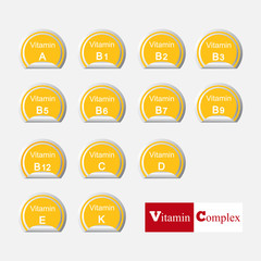 Diet infographic poster. Set of main vitamins. Vector illustration