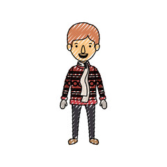 little boy with winter clothes character