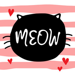 Vector illustration of cute cat  for print,poster,scandinavian design