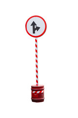 Temporary traffic signs for community use isolated on white background with clipping path.