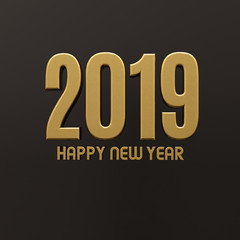 Gold Happy New Year 2019 Text 