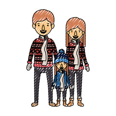 parents and son with winter clothes