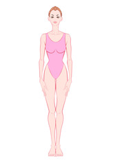 健康イメージ女性全身ピンクレオタード