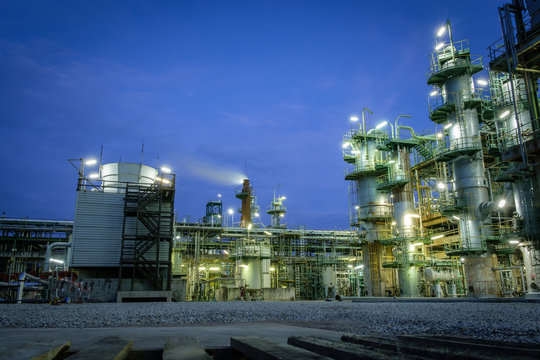 Oil Industry Refinery factory at night