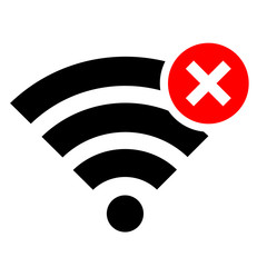 Simple, black and red no wi-fi connection icon. Isolated on white - obrazy, fototapety, plakaty