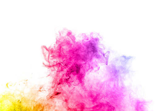 Abstract color smoke on white background. The bright colorful smoke on background. Abstract Color smoke clouds.