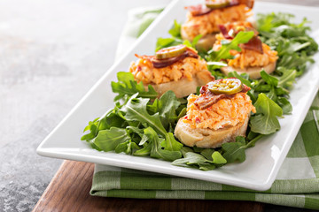 Pimento cheese bruschetta with bacon