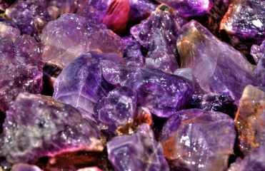 Closeups of Canadian Amethysts when wet