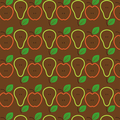 Apples and pears seamless pattern. Vector Illustration