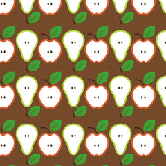 Apples and pears seamless pattern. Vector Illustration