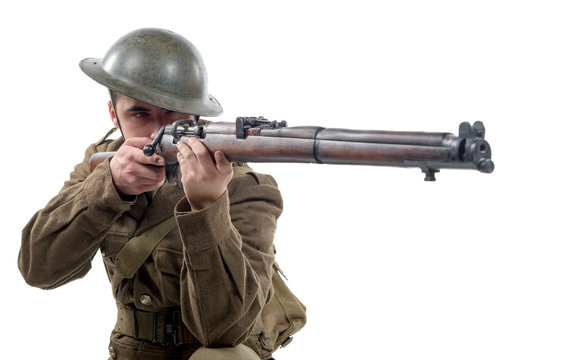 WW1 British Army Soldier From France 1918, On White