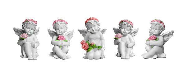 Angel figurines isolated on white