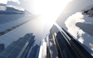 skyscrapers against the sky, modern high-rise buildings,
3D rendering
