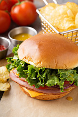 Ham sandwich with american cheese