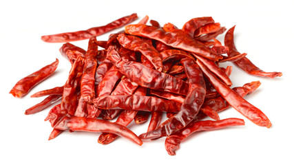 dried red chillies isolated on white