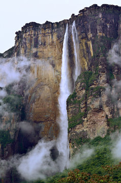 world's highest uninterrupted waterfall , Angel Falls  with a height of 979 m