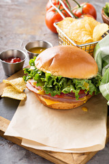 Ham sandwich with american cheese