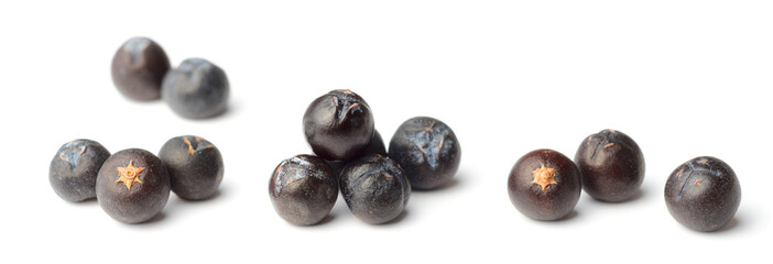closeup of dried juniper berries isolated on white